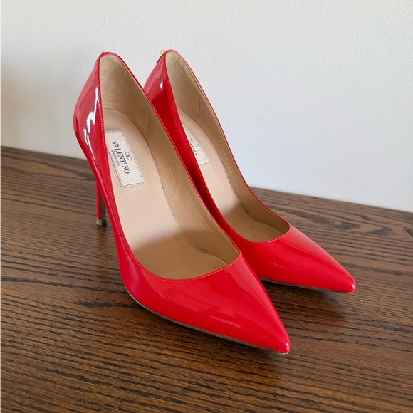 Valentino Garavani Shoes - Valentino Garavani Red Patent Leather Pointed-Toe Stiletto Pumps